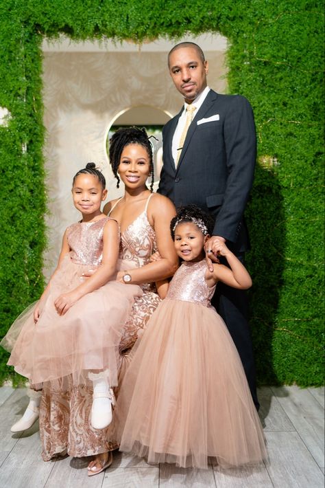 Formal Rose Gold Shoot with Chad Flucas Rose Gold Family Photo Outfits, Rose Gold Photoshoot, Formal Family Photoshoot, Formal Family Portrait, Formal Family Photos, Glam Family Photoshoot, Black Tie Event Outfit, Party Outfit Formal, Holiday Photos Outfits