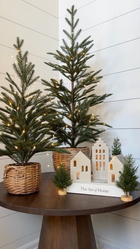 Christmas Tree In Basket, Farmhouse Winter Decor, Faux Olive Tree, Large Christmas Tree, Farmhouse Christmas Tree, Christmas Tree Inspiration, Christmas Themes Decorations, Festive Holiday Decor, Small Christmas Trees