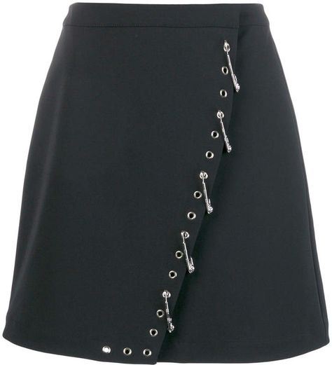 Versus safety pin-embellished skirt Safety Pin Skirt, Chain Skirt, Fitted Skirts, Embellished Skirt, Skirt Skirt, Refashion Clothes, Luxury Brands, Office Fashion, Safety Pin