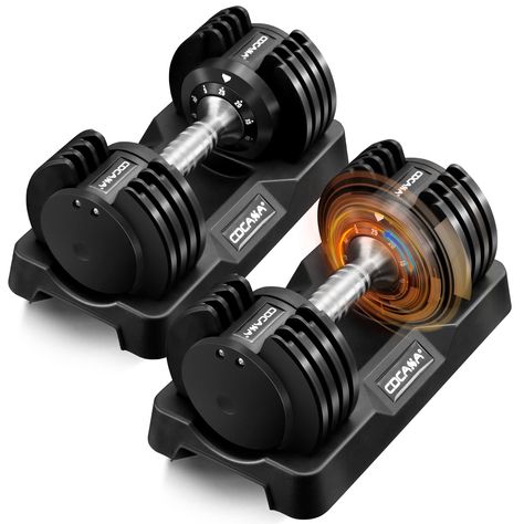 PRICES MAY VARY. 💪【5-in-1 Dumbbell Set】Each dumbbell offers 5 weight options (5 lbs, 10 lbs, 15 lbs, 20 lbs, 25 lbs) for a total of 50 lbs per pair, perfect for beginners and advanced users alike. 💪【Quick and Easy Weight Adjustments】Our built-in adjustment system allows you to change the weight setting in just 1 second, so you can focus on your workout without any interruptions. 💪【Comfortable and Safe Design】Our dumbbells feature a non-slip handle design and protective base, making them safer Gym Dumbbells, Home Gym Workout, Adjustable Dumbbell Set, Weights For Beginners, Basic Workout, Adjustable Dumbbells, Workout Equipment, Dumbbell Set, Free Weight