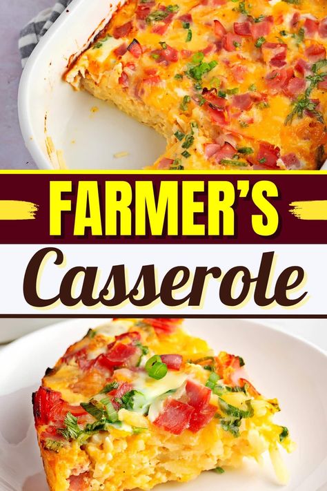 This farmer's casserole is loaded with eggs, potatoes, ham, veggies, and cheese! It's the perfect dish to feed a hungry crowd. Farmer's Casserole, Farmers Breakfast, Freezer Prep, Casserole Ideas, Cooktop Cove, Farmers Casserole, Breakfast Bakes, Eggs Potatoes, Christmas Breakfast Recipe