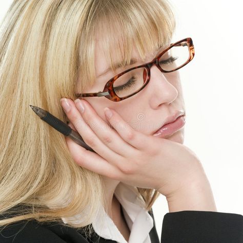 Tired Secretary. Blond female office worker falling asleep, close up, white back #Sponsored , #PAID, #Paid, #Blond, #Tired, #office, #female Female Office, Sleeping Too Much, Office Worker, Falling Asleep, Body Healing, Lack Of Sleep, Look Older, Body And Mind, Living A Healthy Life