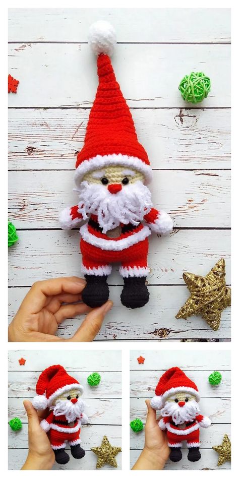 Amigurumi Santa Claus Free Pattern 64 Amigurumi Santa Claus, Amigurumi Santa, Christmas Amigurumi, Crochet Christmas Ornaments Free, Christmas Crochet Patterns Free, Amigurumi Christmas, Crochet Christmas Stocking, Crochet Lovey, Santa Patterns