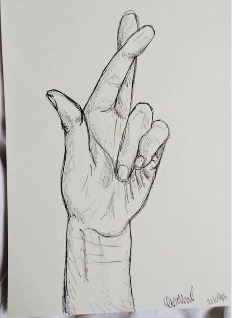 Fingers crossed! Sketch with biro. Art and drawing. Crossed Fingers Drawing, Draw Fingers, Middle Finger Drawing, Reference Hands, Random Sketch Ideas, Biro Art, How To Draw Fingers, Art And Drawing, Face Art Drawing