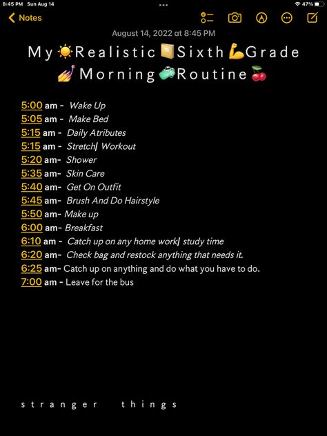 5th Grade Routines, 6th Grade Routines, Grade 6 Tips, 5th Grade Morning Routine, Sixth Grade Tips, School Routines For Middle School, 7th Grade Morning Routine, 6th Grade Morning Routine, Morning Routine Before School