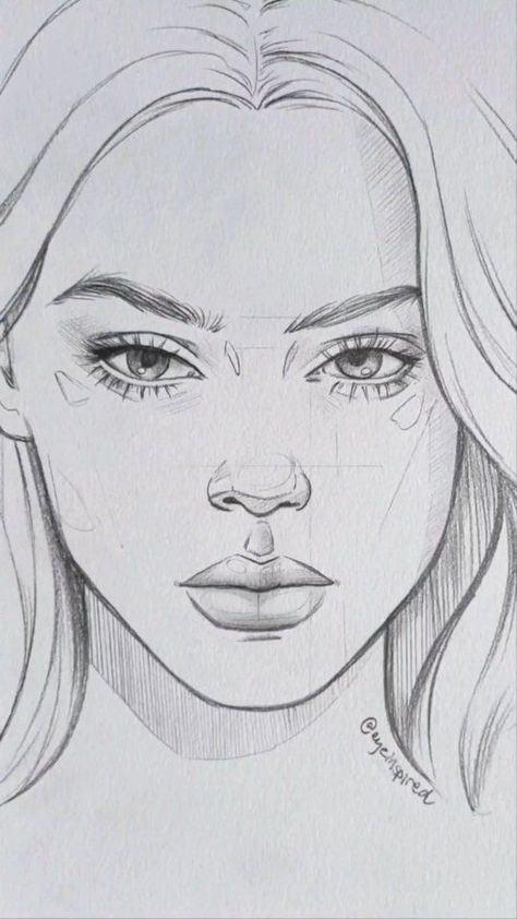 Beautiful Face Drawing, Human Portrait Sketch, Face Outline Drawing Sketch, Female Face Reference Drawing, Face Drawings Sketches, Portrait Sketches Pencil Faces, Illustration Face Drawing, Drawing Human Face, Sketch Of Face