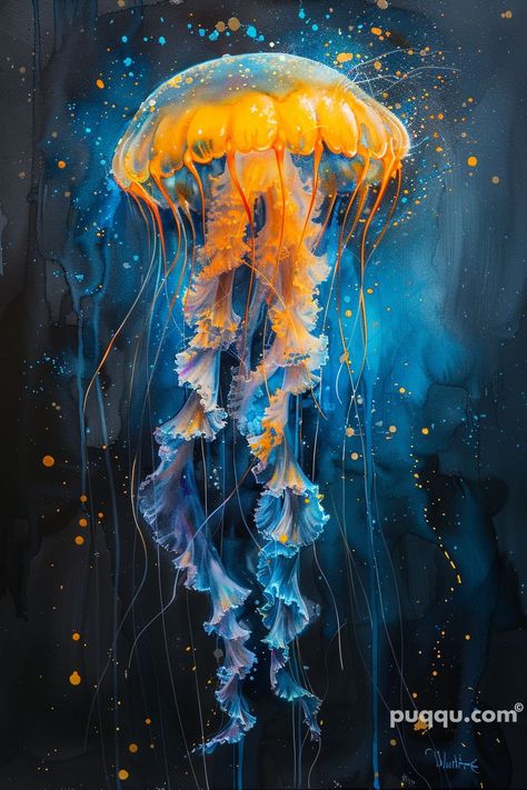 Creative Watercolor Painting Ideas - Get Inspired! - Puqqu Watercolor Painting Ideas, Creative Watercolor, Sea Creatures Art, Jellyfish Painting, Underwater Painting, Art Assignments, Sea Life Art, Concept Art Tutorial, Underwater Art