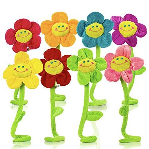 Plush Daisy Flower With Smiley Happy Faces Colorful Soft Bendable Stems Sunflower Toy For Kids Gift Decorations 13" - 8 Piece Daisy Flower Bouquet, Daisy Decorations, Flower Toy, Smiley Happy, Birthday Room Decorations, Happy Smiley Face, Stem Toys, Valentines Day Decorations, Little Flowers