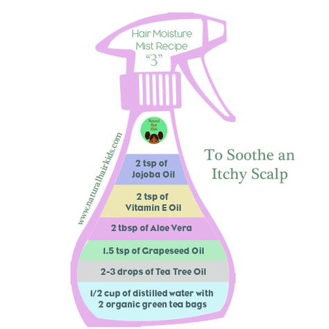 DIY Itchy Scalp Soothing Mist http://www.naturalhairkids.com/hair-care/4-diy-moisturizing-sprays-for-natural-hair/ Spray Moisturizer, Natural Hair Care Tips, Hair Regimen, Natural Hairstyles For Kids, Healthy Hair Tips, Diy Hair Care, Itchy Scalp, Black Hair Care, Hair Remedies