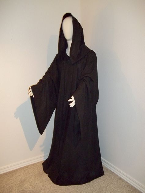 Robe Outfit Fashion, Blended Movie, Jedi Robe, Black Figure, Sith Lord, Star Wars Inspired, Black Linen, Ready Made, Nun Dress