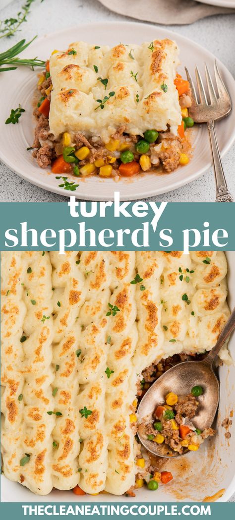 Healthy Shepherds Pie Recipe, Ideas With Ground Turkey, Ground Turkey With Asparagus, Meals To Cook With Ground Turkey, Dinner Turkey Ground, Turkey Day Recipes, Clean Eating Shepards Pie, Keto Recipes Ground Turkey, Different Healthy Dinner Ideas