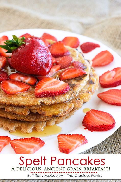 These spelt pancakes are a great option for an easy, healthy breakfast during the week. This pancake recipe creates whole grain pancakes that are fluffy, delicious, and loaded with the benefits of spelt flour. #speltpancakes #pancakerecipes #speltrecipes #breakfastideas #breakfastpancakes #cleaneating #eatclean #realfood Spelt Breakfast Recipes, Spelt Pancakes Alkaline, Spelt Flour Pancakes, Bariatric Breakfast, Paleo Brunch, Spelt Pancakes, Spelt Flour Recipes, Spelt Recipes, 2024 Meals