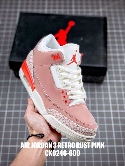 Air Jordan 3 Retro Rust Pink CK9246-600 Jordan 3 Retro Rust Pink, Slay Shoes, Air Dior, Nike Air Jordan 3, Jordan 3 Retro, Air Jordan 3 Retro, Air Jordan 3, Rose Black, Jordan 3