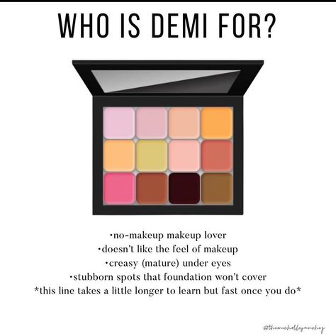 Do you know the difference between the Demi method and IIID Foundation? 🤔 (swipe to see) IIID foundation is the bread and butter of @seintofficial . It’s what started it all! With IIID (3-D) you use highlights and contour to create a 3-dimensional foundation finish. Since it’s a one layer makeup, you place the colors where they go to avoid cakey makeup (think paint-by-numbers). IIID is going to be for the person that wants something fast and virtually foolproof. It adds the most coverage... Avoid Cakey Makeup, One Layer Makeup, Cakey Makeup, Brown Skin Makeup, Makeup Help, Makeup Tips For Beginners, Bread And Butter, Brown Skin, Paint By Number