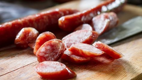 Greasy and tasty, Chinese sausage can be adapted into lots of dishes. Chinese Pork Sausage Recipes, Recipes Using Chinese Sausage, Chinese Style Sausage Recipes, How To Cook Chinese Sausage, Chinese Sausage Recipes Dinners, Chinese Sausage Recipes, Recipes With Chinese Sausage, Cantonese Recipes, Lap Cheong