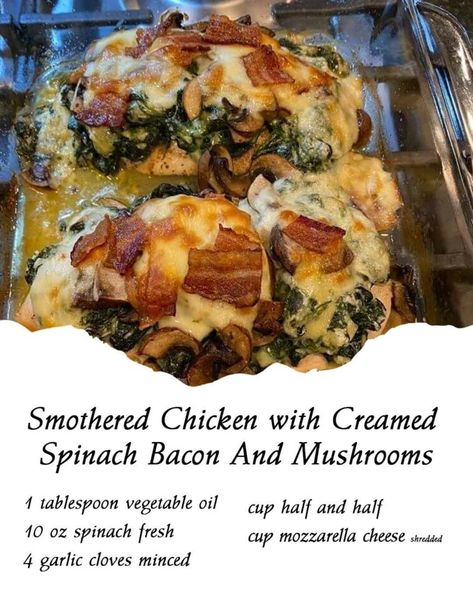 Search Results for “Smothered Chicken with Creamed Spinach Bacon And Mushrooms” Smothered Chicken Breast, Smothered Chicken With Creamed Spinach, Spinach With Bacon, Chicken With Creamed Spinach, Cream Spinach, Smothered Chicken, Bacon Stuffed Mushrooms, Lemon Pepper Seasoning, How To Cook Mushrooms