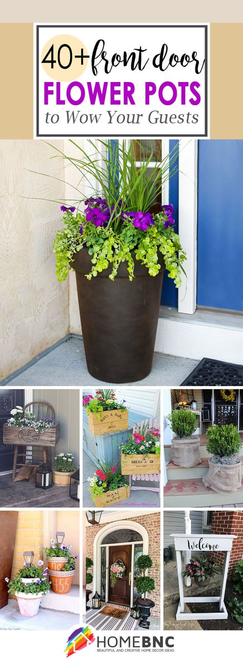 40+ Best Front Door Flower Pots (Ideas and Designs) for 2023 Door Planter Ideas, Front Door Planter Ideas, Front Door Planter, Porch Flower Pots, Front Porch Flower Pots, Front Door Plants, Front Door Planters, Front Porch Flowers, Door Planter