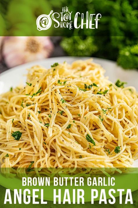 Brown Butter Garlic Pasta, Garlic Butter Angel Hair Pasta, Angel Hair Side Dish, Brown Butter Pasta Recipes, Leftover Angel Hair Pasta Recipes, Angle Hair Pasta Recipe, Angel Hair Pasta Recipes Easy, Angle Hair Pasta Recipes, Angelhair Pasta Recipes