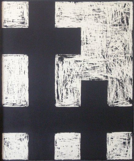 Cross Poster, Richard Allen, Abstract Cross, Charcoal Painting, St Helier, Contemporary Cross, Cloth Label, University Of Sussex, Contemporary Arts