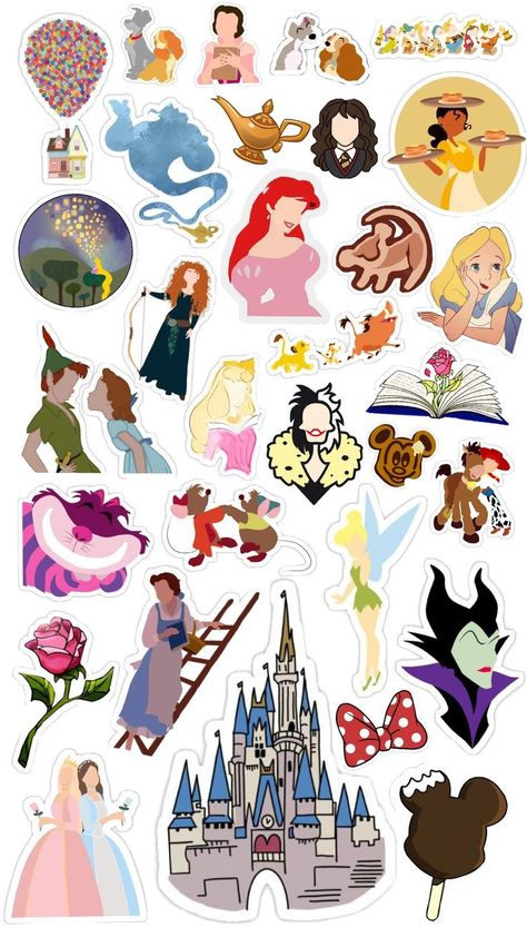 Disney Stickers Printables, Vintage Aesthetic Stickers Printables, Sticker Design Inspiration, Disney Printables, Princess Sticker, Scrapbook Printing, Best Friend Gifs, Computer Sticker, Disney Sticker