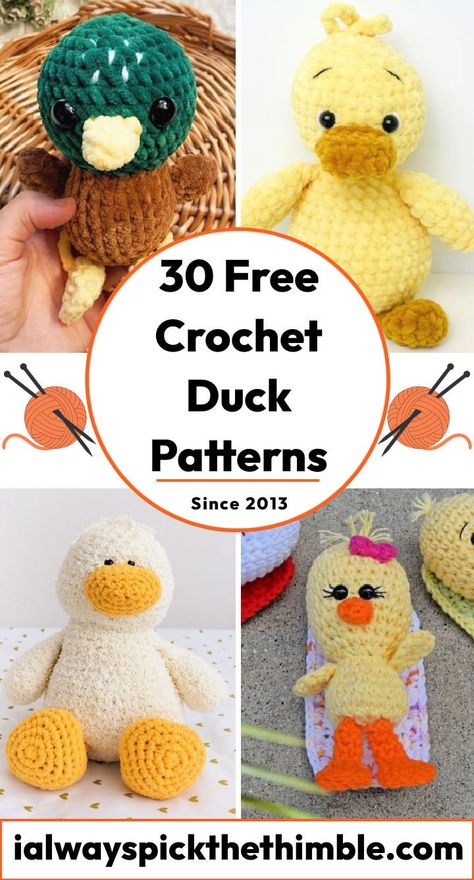 30 Free Crochet Duck Patterns (Amigurumi Pattern) Crochet Duckie Pattern Free, Pocket Duck Crochet Pattern, Cow Pattern Crochet Free, Chunky Duck Crochet Pattern Free, Duckling Crochet Pattern Free, Crochet Duck Plushie Free Pattern, Crochet Duckling Pattern Free, Mallard Crochet Pattern Free, Easy Crochet Duck Pattern Free