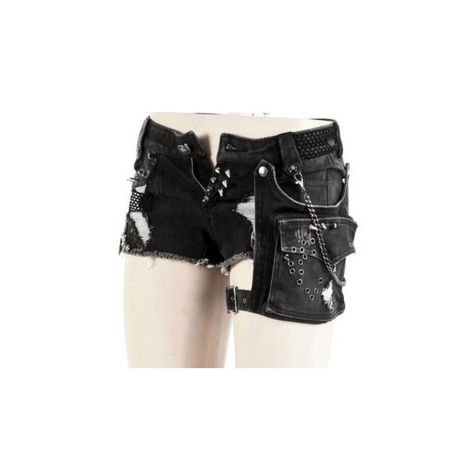 Punk Rave Visual Kei mini shorts black (115 AUD) ❤ liked on Polyvore featuring shorts, bottoms, pants, sexy shorts, sexy micro shorts, mini shorts, sexy short shorts and punk shorts Fish Net Outfit, Punk Leggings, High Waisted Shorts Outfit, Visual Kei Fashion, Kei Visual, Kei Fashion, Studded Shorts, Future Clothes, Seductive Clothes