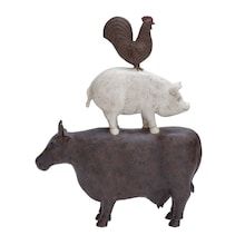 Farm Animal Decor Kitchen, Farm Animal Decor, Cow Pig Chicken, Country Farmhouse Style, Barnyard Animals, Cool Wall Art, Animal Sculpture, Decorative Sculpture, Animal Statues