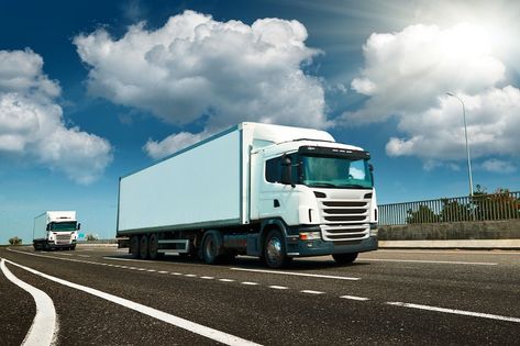 White truck is on highway - business, commercial, cargo transportation concept, clear and blank space on the side view Trucking Business, New Television, White Truck, Food Poster Design, Blank Space, Couple Wallpaper, Futuristic Technology, Underwater Photography, Professional Business Cards