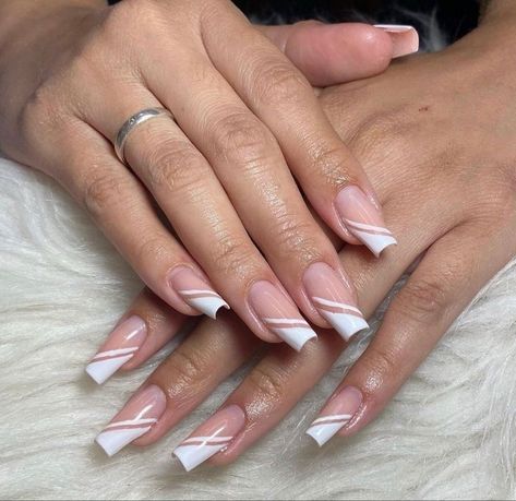 French Tip Nails Coffin Long, Shiny Nails Designs, Wow Nails, Fancy Nails Designs, Simple Gel Nails, Girly Acrylic Nails, Work Nails, Classy Acrylic Nails, Short Square Acrylic Nails