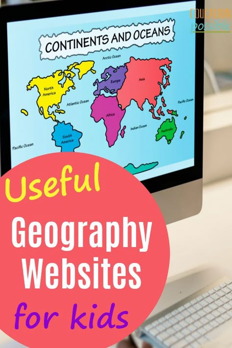 Kids should study geography to learn the countries and cultures of the world. A great way to make your lessons fun and engaging for middle schoolers is to add one of these online geography websites to your lesson plans. They're useful, especially if your teen is learning facts about continents and countries. We love the "day in the life" part of one of the websites listed. #geography #middleschool #onlinelearning #educationpossible Middle School Geography, Websites For Students, Geography Activities, Continents And Oceans, Geography For Kids, Teaching Geography, Homeschool Geography, Geography Lessons, Homeschool History