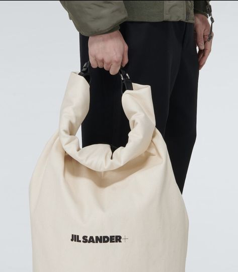 Canvas Backpack, Fabric Trim, Jil Sander, Canvas Bag, Designer Brands, Calf Leather, Fall In Love, Leather Straps, Bags Designer