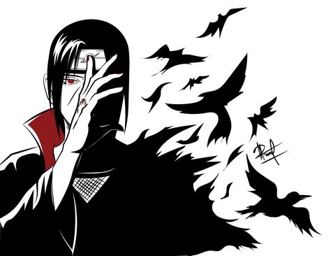 Itachi Uchiha Black And White, Itachi Silhouette, Auto Anime, Itachi Tattoo, Bike Painting, Anime Graphics, Clever Tattoos, Itachi Uchiha Art, Black And White Stickers