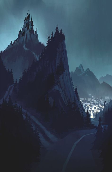 Art of Hotel Transylvania Wounded Knight, Hotel Transylvania 2012, Fantastical Landscapes, Scenery Illustration, Mystical Landscapes, Sony Pictures Animation, Layout Background, Bg Design, Germany Castles