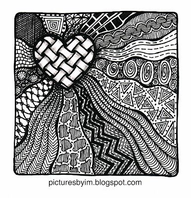 My Small Stones: Zentangle- love the way the heart pops out of the rest of the picture. Heart Tangles, Hordaland Norway, Zentangle Heart, Akvarel Illustration, Arte Doodle, Zen Tangle, Tangle Doodle, Zen Doodle Art, Zentangle Designs