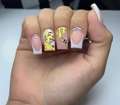 I am a self-taught nail artist from Bulgaria, who loves unusual nail designs. All of the designs are done by me on my own nails. Each of them took me at least 2 hours to finish. I paint well-known characters from the cartoons of your childhood, logos of different brands, parts of TV series and games on my nails. I hope you like them! Short Character Nails, Short Cartoon Nails, Cartoon Nails Design, Cartoon Nails Disney, 90s Cartoon Nails Acrylic, Simple French Tip, Nails Work, Disneyland Nails, Cartoon Nail Designs