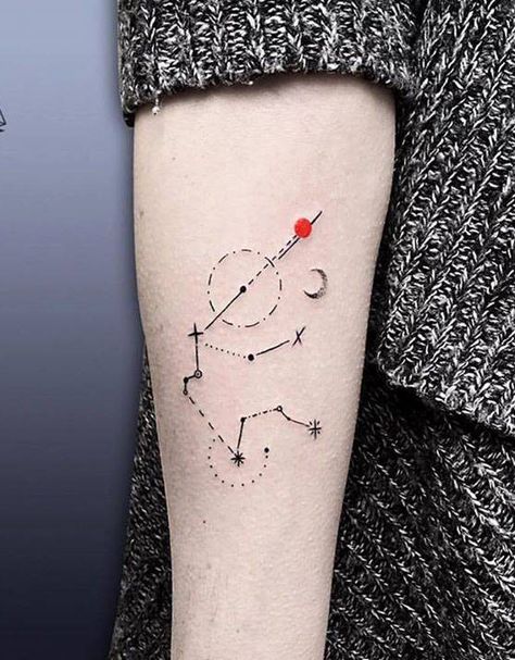 25 Aquarius Constellation Tattoo Designs, Ideas and Meanings for Zodiac Lovers - Tattoo Me Now Aquarius Star Constellation, Aquarius Symbol Tattoo, Mens Arrow Tattoo, Star Constellation Tattoo, Aquarius Constellation Tattoo, Men Pictures, Aquarius Constellation, Aquarius Tattoo, Constellation Tattoo