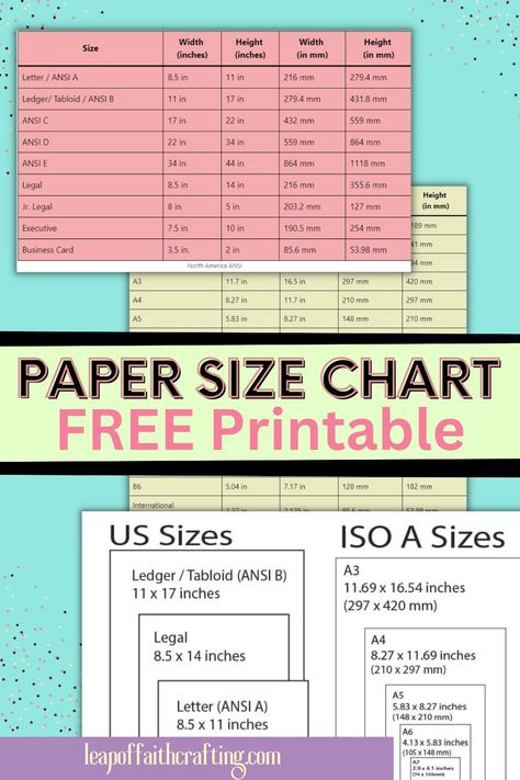 printable paper chart pdf pin with tables Paper Sizes Chart, Standard Card Sizes, School Printables, Commercial Printing, Free Stencils, Fun Printables, Checklist Template, Standard Paper Size, Copy Paper