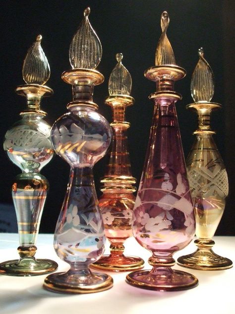 Perfume Bottles Egyptian Musk Oil, Egyptian Perfume, Egyptian Perfume Bottles, Vintage Parfum, Egyptian Musk, Musk Oil, Beautiful Bottles, Pretty Perfume Bottles, Perfume Bottle Art