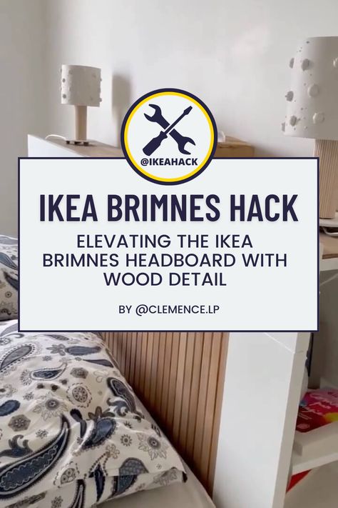 Hemnes Bed Hack Headboards, Brimnes Headboard Hack, Brimnes Bed Ideas, Headboard Update, Brimnes Headboard, Headboard Hack, Brimnes Bed, Ikea Brimnes, Cama Ikea