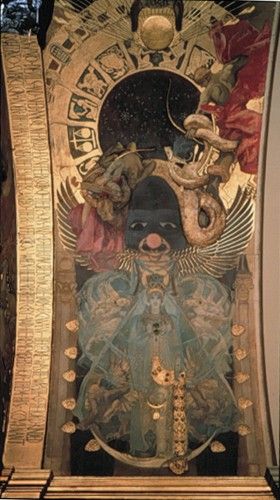 North End: Ceiling Vaulting. Pagan Gods.  Right side with Astarte and head of Neith.  Installed 1895.  BPL John Sargent, Harvard Art Museum, Pagan Gods, Speed Art, Digital Museum, John Singer Sargent, National Gallery Of Art, Art Institute Of Chicago, Objet D'art