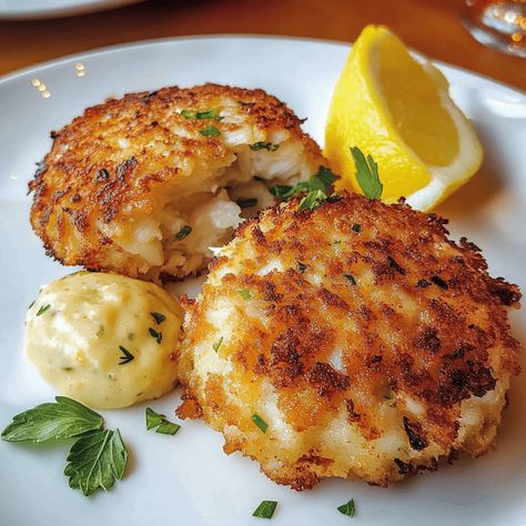 Maryland Style Crab Cakes feature fresh lump crab meat, seasoned breadcrumbs, and zesty spices, pan-fried to golden perfection. Oven Crab Cakes, Crab Beignets Recipe, Grilled Crab Cakes, Lump Crab Recipes, Crab Cakes Recipe Best, Lump Crab Meat Recipes, Crab Balls, Fried Crab Cakes, Maryland Style Crab Cakes