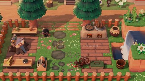 em ☆⌒*. on Instagram: “the tinker’s crafting area 🌲🛠🍄 i really liked this idea even though it’s not super functional. who are your dreamies for your island?” Rural Acnh, Animal Crossing Diy, Anch Ideas, Animal Crossing Cafe, Animale Crossing, Crafting Area, Cottagecore Animal Crossing, Bench Area, Nook Decor