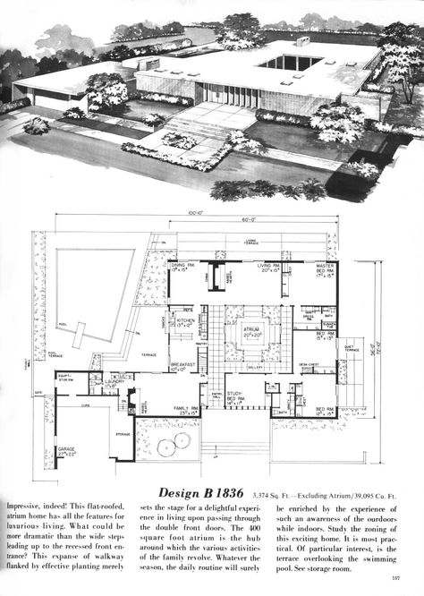 Mid Century House Plans, Vintage Floor Plans, Mid Century Modern House Plans, Casa Retro, Mid Century Contemporary, Modern House Floor Plans, Mcm House, Plans Architecture, Haus Am See