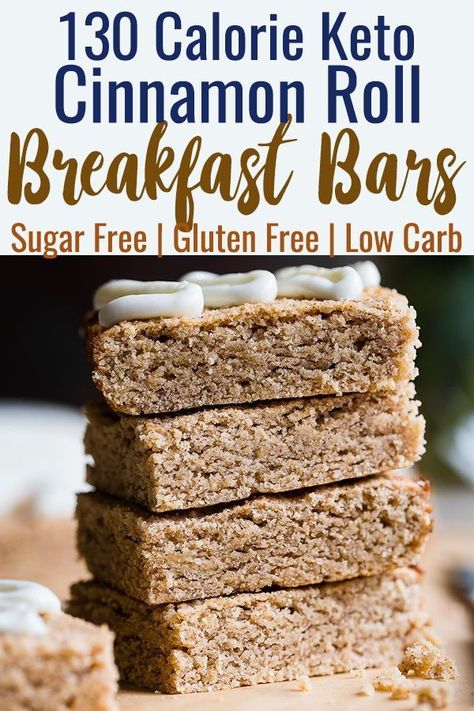 Sugar Free Keto Cinnamon Roll Breakfast Bars - These Low Carb Breakfast Bars are only 130 calories and tastes like a cinnamon roll in healthy, gluten free form! Great for kids and adults and perfect for busy mornings! | #Foodfaithfitness | #Keto #Lowcarb #Glutenfree #Sugarfree #Healthy Low Carb Breakfast Bars, Keto Breakfast Bars, Dietary Fats, Cinnamon Roll Breakfast, Keto Cinnamon Roll, Breakfast Bars Recipe, Low Carb Protein Bars, Keto Cinnamon, Healthy Protein Snacks