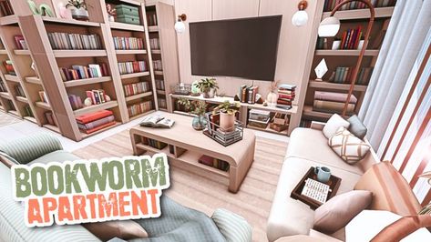 A tiny apartment build for a bookworm using the new Book Nook Kit! 📚 • 📍 Pinecrest Apartments #402 in Evergreen Harbor • No CC • Gallery ID: ChrissieYT • Packs Used: NOT pack restricted! • $58,043 Simoleons • 1 bed, 1 bath (space for 1-2 Sims) Sims 4 Apartments, Book Nook Kit, Tiny Apartment, Sims 4 Build, Book Nook, Book Nooks, The Sims 4, The Sims, Nook