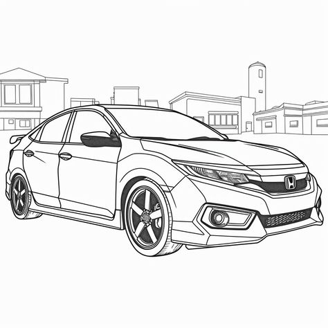 Dibujo 12 de Coche de Honda para colorear Honda Coloring Pages, Disney Fantasy, Honda Civic Type R, Adult Coloring Pages, Honda Civic, Adult Coloring, Chevy, Coloring Pages, Collage