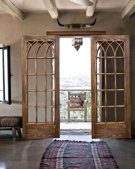 Antique French Doors - Antique European Doors - Vintage French Doors  If you need a different door, table size for your home, please contact Custom Furniture By ibo to get a special quote from us.  We Customize and Personalize Wood  * I and my team are with you to customize your homes. You can share with us your plan to fit and customize any door of the house. We can customize bathroom door, rustic home entrance, farmhouse and interior room doors, wall decor, dining table and coffee table for you.  Contents  * Price listed is for a single door in 71x34inches (180x86cm). * No Hardware * There are no handles, hinges or rail systems in the hardware kit. * Shipping: We provide all deliveries to all over the world safely by Fedex Express.  PLEASE CONTACT ME FOR YOUR CUSTOM ORDER Vintage Glass Front Door, French Country Estate Interior, Leaded Glass French Doors, Round French Doors, Inside French Doors, Vintage Interior Doors, Antique French Doors Interior, French Antique Furniture, Antique Doors In House