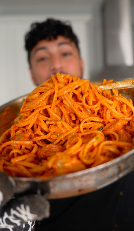 BUTTER CHICKEN PASTA  — The Golden Balance Butter Chicken Pasta, The Golden Balance, Healthy Spaghetti, Fried Chicken Tenders, Meat Pasta, Cashew Chicken, Fire Roasted Tomatoes, Fire Roasted, Marinated Chicken