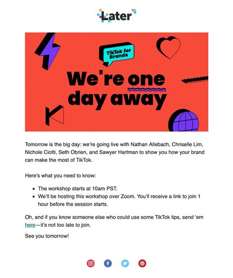 Later Reminder Mailing for Webinar on TikTok for Brnads Reminder Email Design, Emailer Design, Webinar Invitation, Webinar Design, Mailer Design, Ui Website, Landing Page Inspiration, Presentation Design Layout, Ads Creative Advertising Ideas