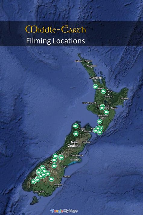 This map provides the most important filming locations of The Lord of the Rings Trilogy in New Zealand, gathered from various public sources. New Zealand Lord Of The Rings Locations, New Zealand Lord Of The Rings, Lotr Locations, Map Of New Zealand, Lord Of The Rings Trilogy, Bus Trip, New Plymouth, The Two Towers, Fellowship Of The Ring